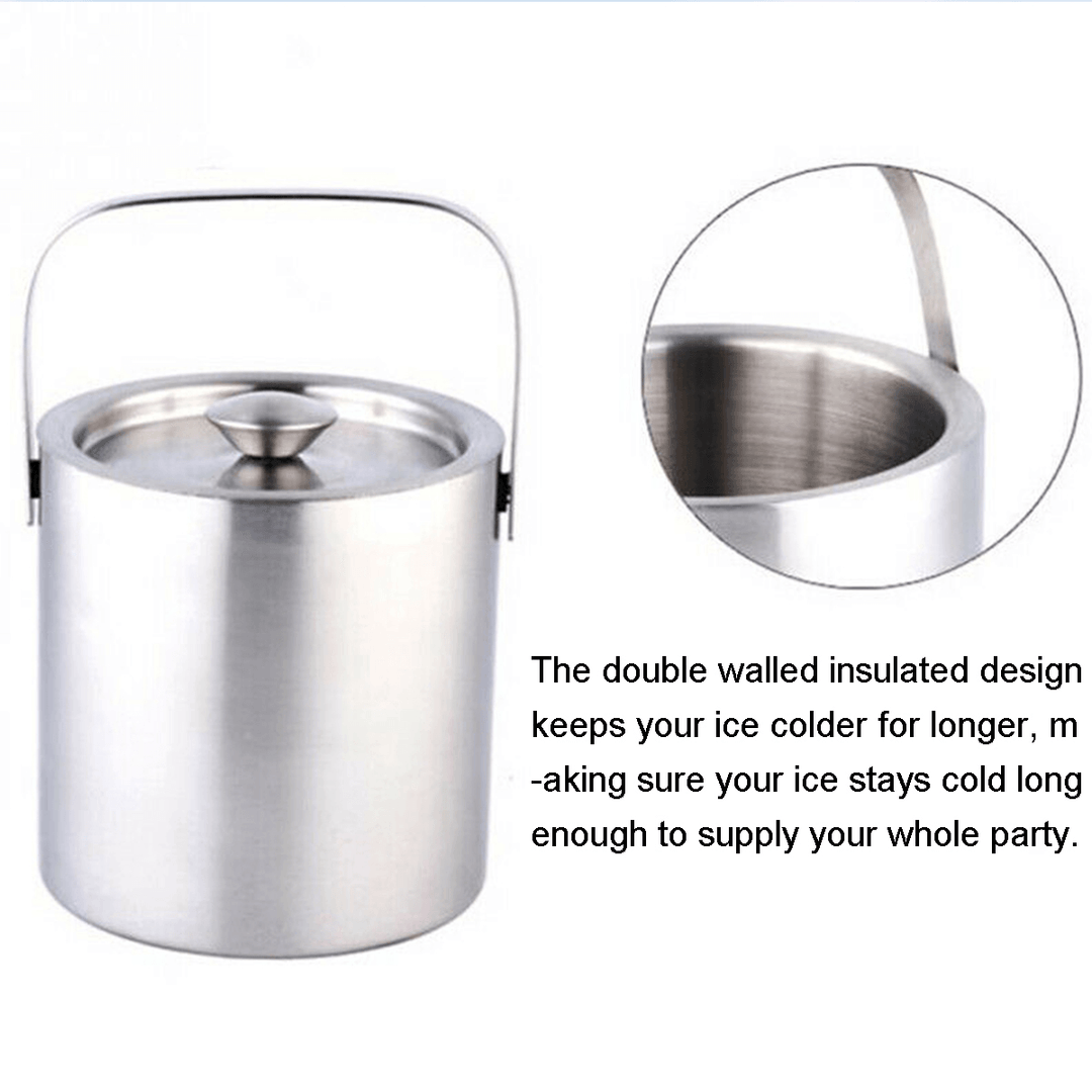 1.3L Ice Bucket Double Insulated Handle Double Wall Insulated Bucket Tongs - MRSLM