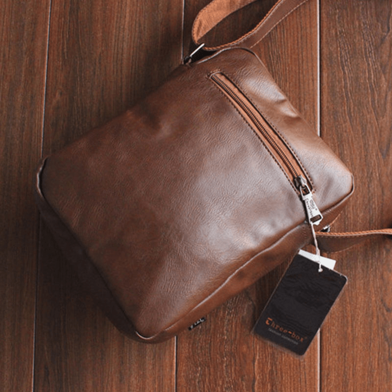 Men Vintage Multifunction Multi-Pockets Waterproof Faux Leather Crossbody Bag Shoulder Bag - MRSLM