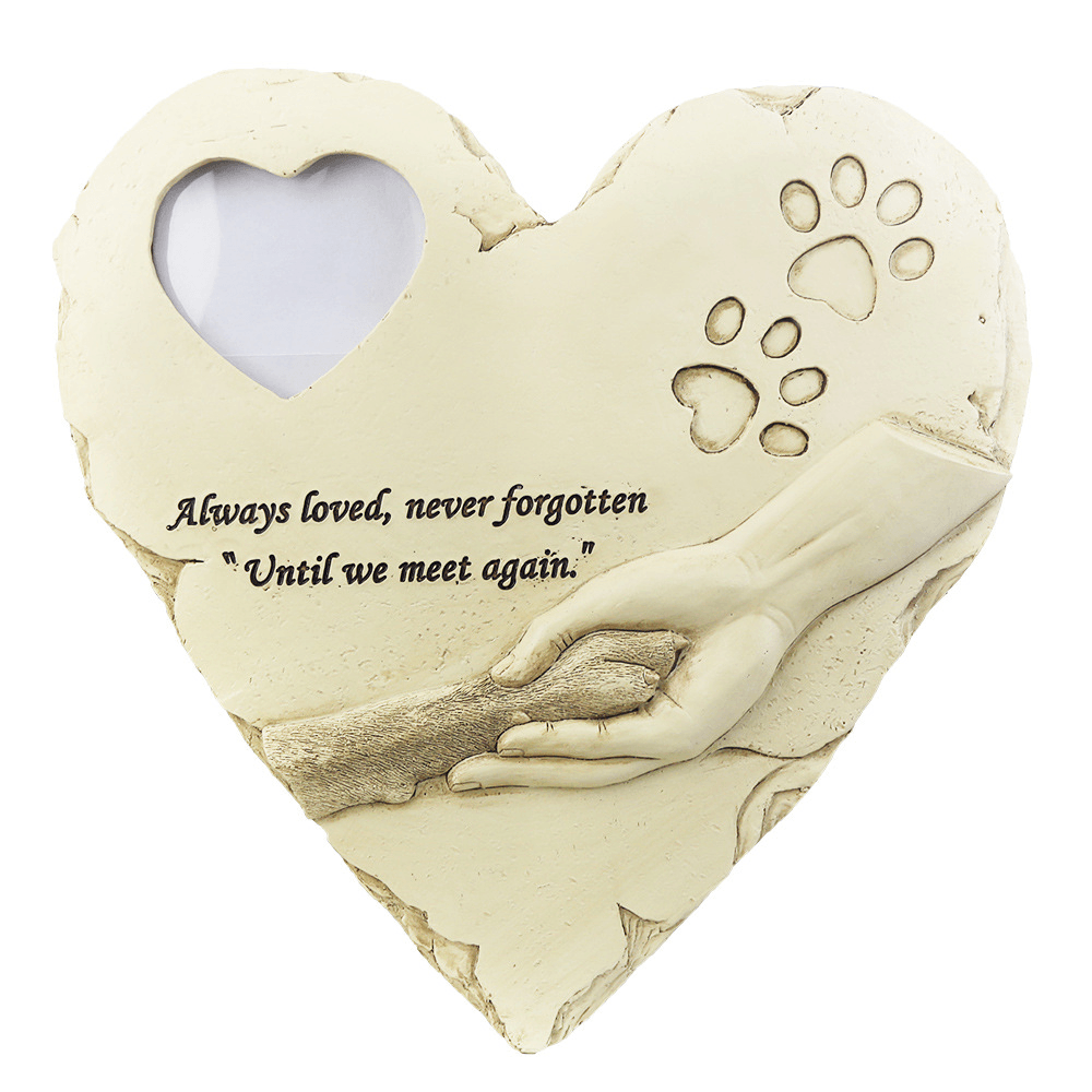 Pet Dog Tombstone Memorial Stone Personalized with Waterproof Photo Frame Paw Print Pet Passing Gift Garden Backyard Dog Grave Marker - Loss of Dog Gift - MRSLM