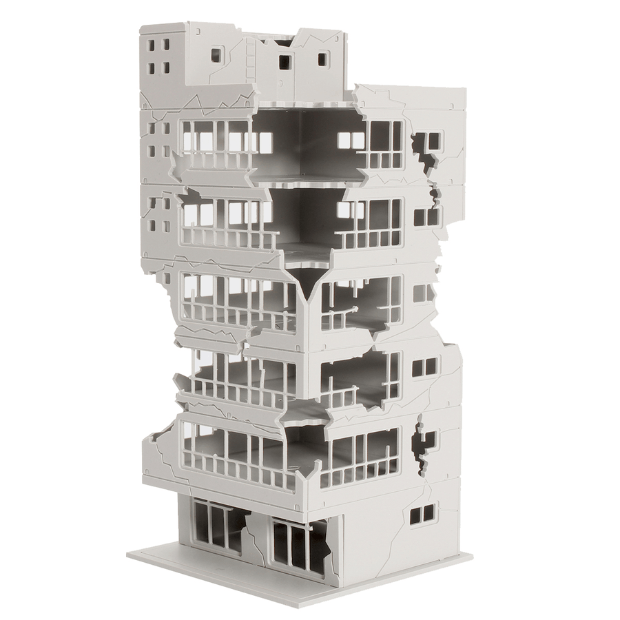 Scale 1/144 White Battle Corner Ruined Building Model Building for Home Decoration - MRSLM