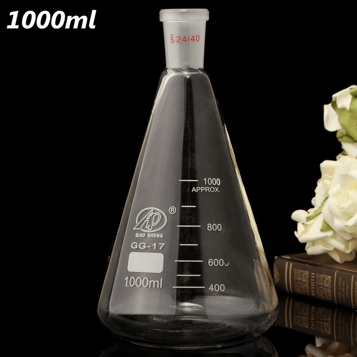 1000Ml,24/40,Glass Erlenmeyer Flask,1L,Conical Bottle,Lab Chemistry Glassware - MRSLM