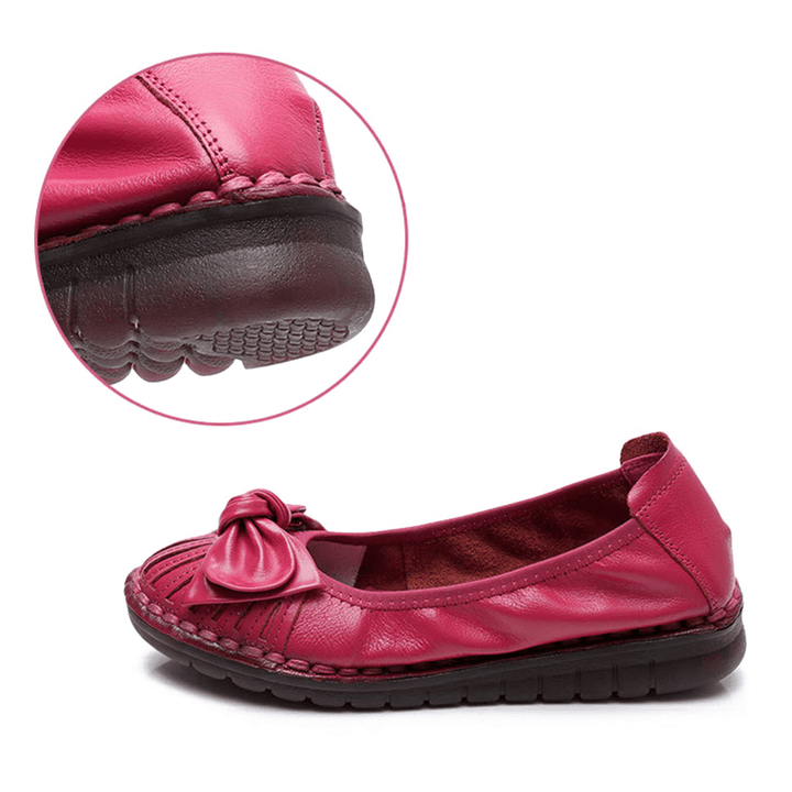 Women Bowknot Decor Comfy Non Slip Casual Loafers - MRSLM