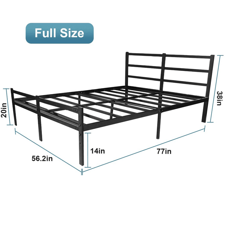 Full Bed Frames with Headboard,Black 14 Inch Metal Platform Bed Frame with Storage, Heavy Duty Steel Slat and Anti-Slip Support, Easy Quick Lock Assembly, No Box Spring Needed - Full Size - MRSLM