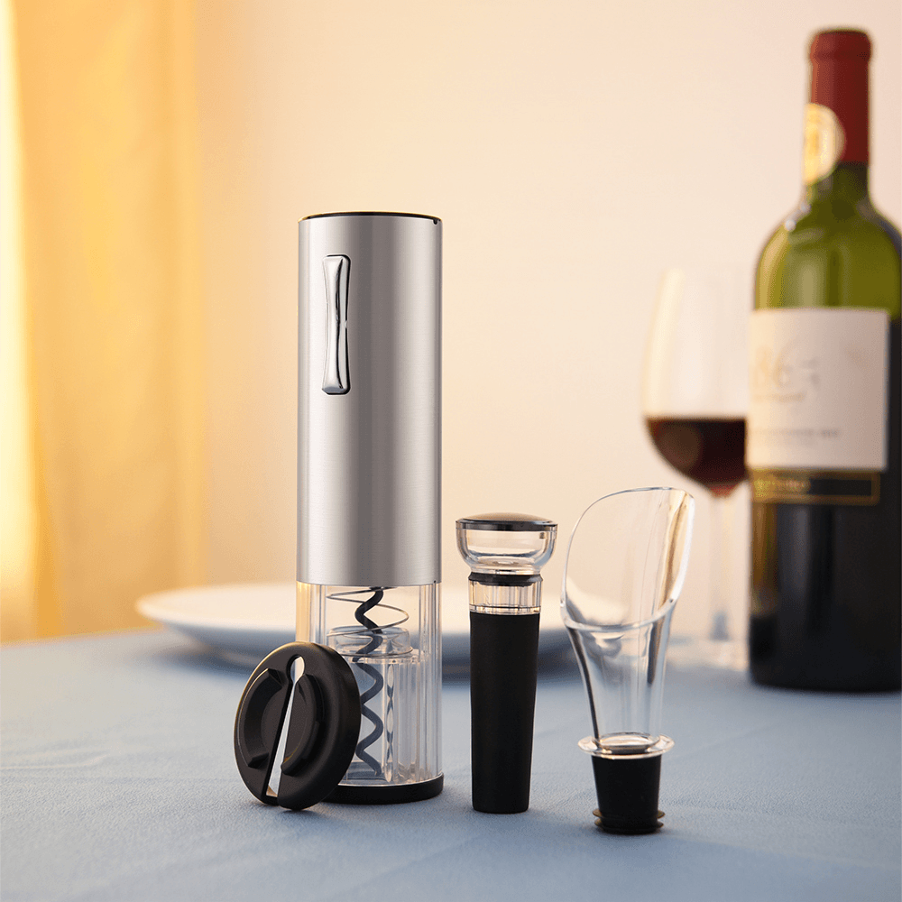 Vino Opener Automatic Corkscrew Electric Bottle Openers Set with Vino Stopper Gift Box USB Charging Cable Kitchen Accessories - MRSLM