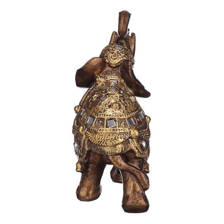 Desktop Decoration Elephant Statue Wealth Golden Resin Figurine Vintage Ornament - MRSLM