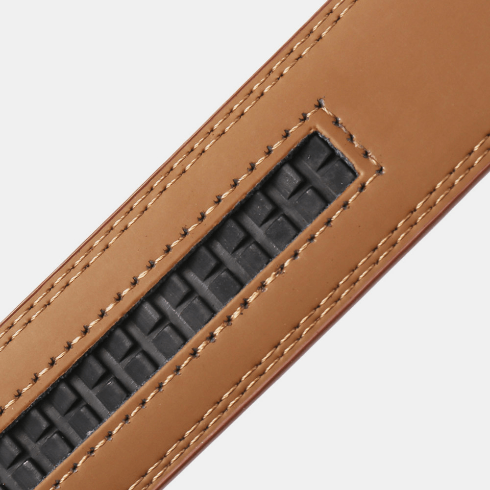 Men Genuine Leather Alloy Automatic Buckle Casual 3.5 CM Ratchet Cowhide Belt - MRSLM