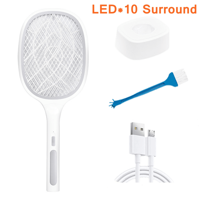 10 LED Handheld Electric Killing Fly Bug Trap LED Lamp UV Light USB Rechargeable - MRSLM