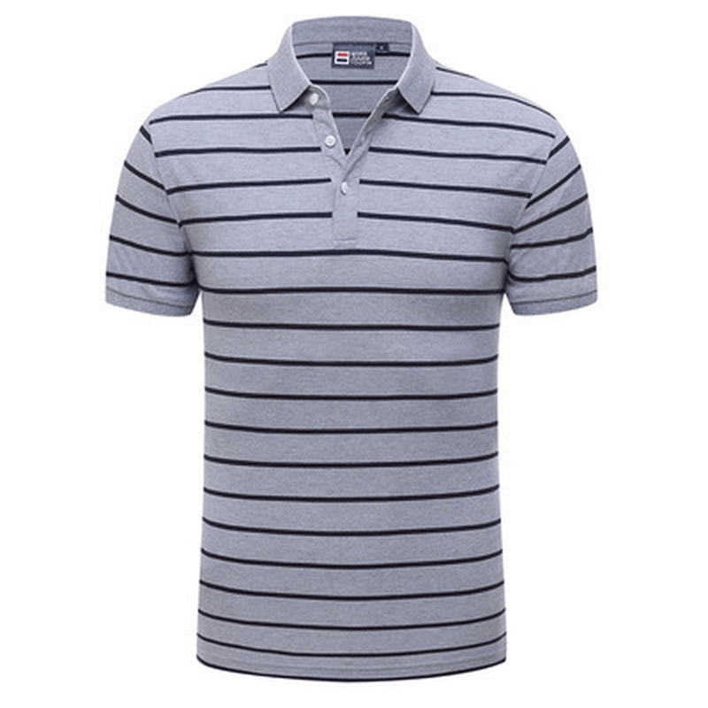Casual POLO Shirt Striped Lapel Short Sleeve T-Shirt - MRSLM