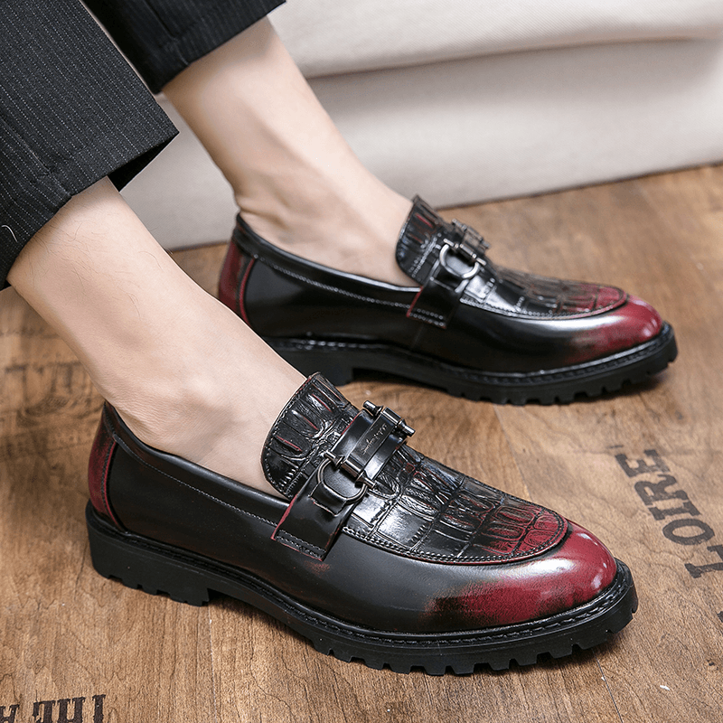 Men Microfiber Leather Breathable Soft Sole Retro Brief Slip on Casual Business Shoes - MRSLM