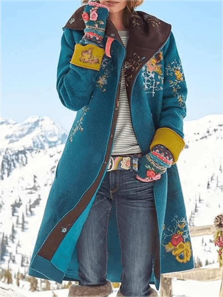 Casual Floral Printed Hoodie Outerwear Ethnic Style Jacket Coats - MRSLM