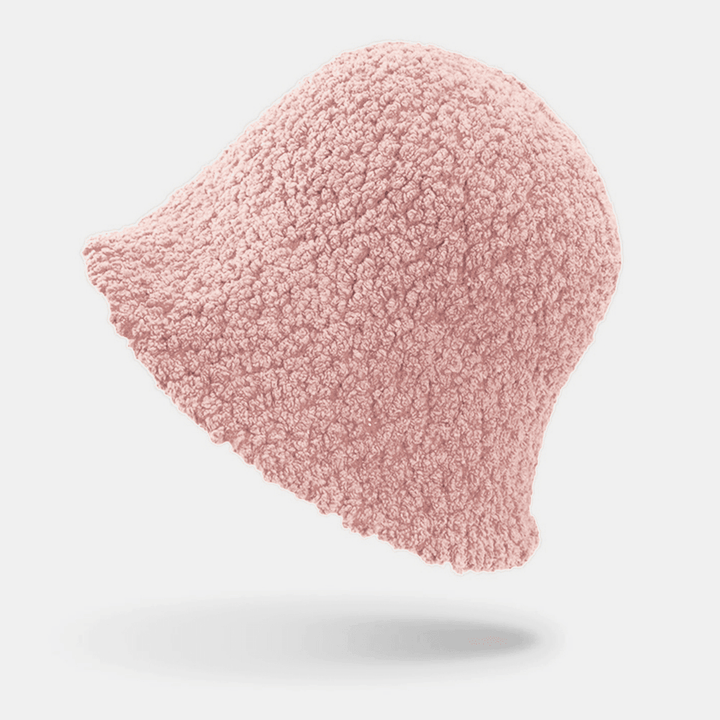 Women Cashmere Thick Plain Color Keep Warm Casual Fashion Sunvisor Bucket Hat - MRSLM