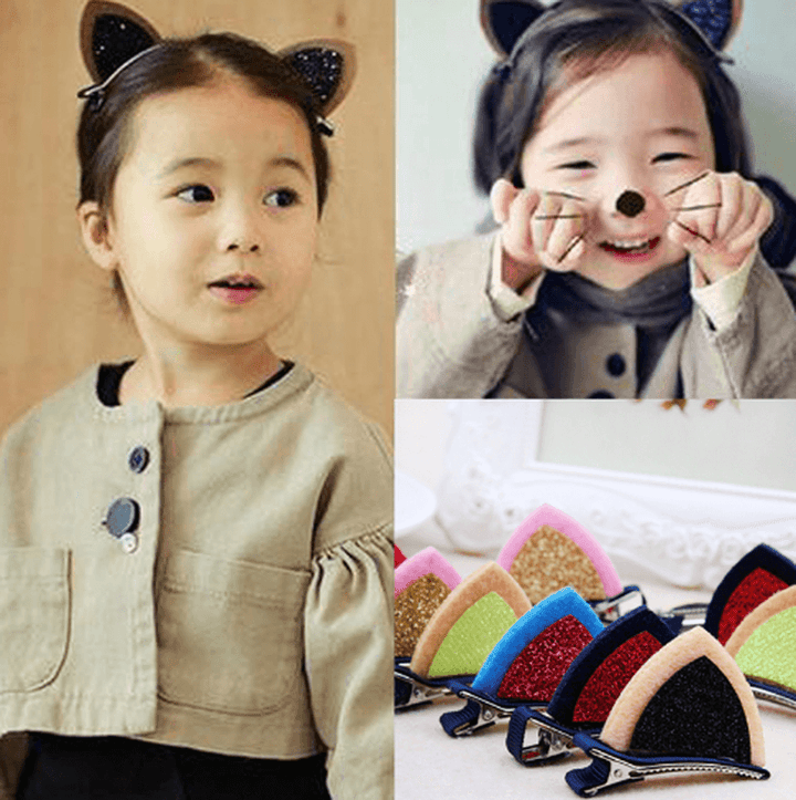 2Pcs / Lot Girls Barrettes Cute Cat Ears Hair Clip Kids Safety Headband Hairpin for Kids Hair Accessories - MRSLM