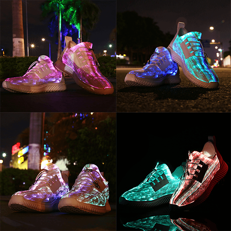 Women'S Light Shoes Large Size Adjustable USB Charging Colorful LED Running Shoes - MRSLM