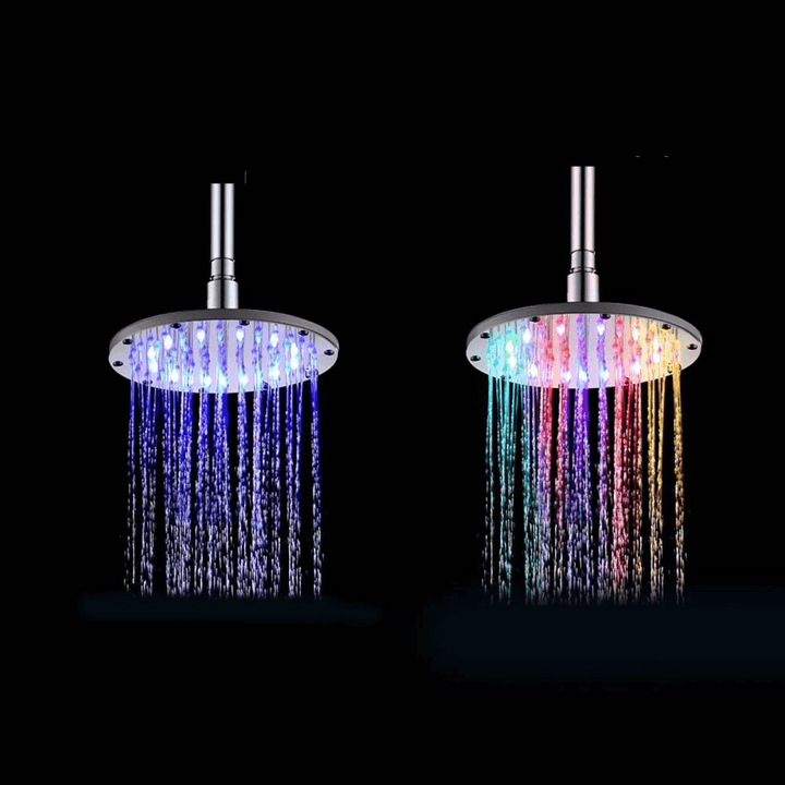 6/8/10 Inch LED Rainfall Shower Head round Shower Head Automatically RGB Color-Changing Temperature Sensor Showerhead for Bathroom - MRSLM