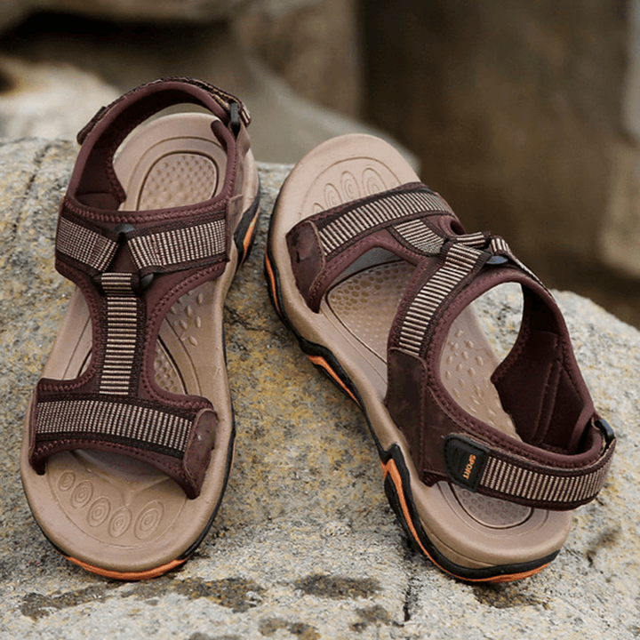 Men Open Toe Hook Loop Wear Resistance Outsole Breathable Sandals Shoes - MRSLM