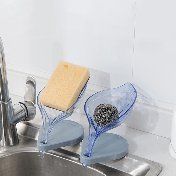 Creative Leaf Soap Box Perforated Suction Cup Soap Box Holder Toilet Drain Laundry Soap Box Rack - MRSLM