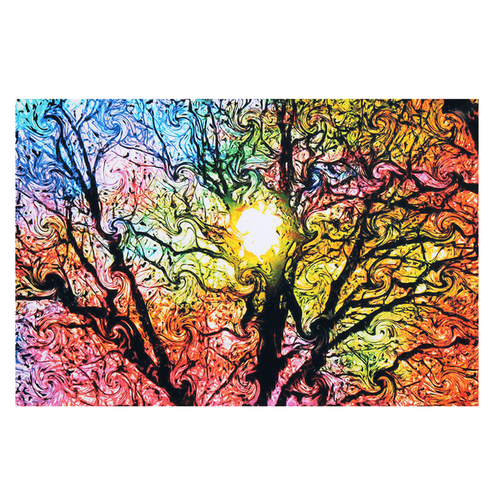 Beautiful Abstract Colorfull Sun Tree Art Silk Cloth Poster Wallpaper Decoration Poster Print Wall Sticker - MRSLM