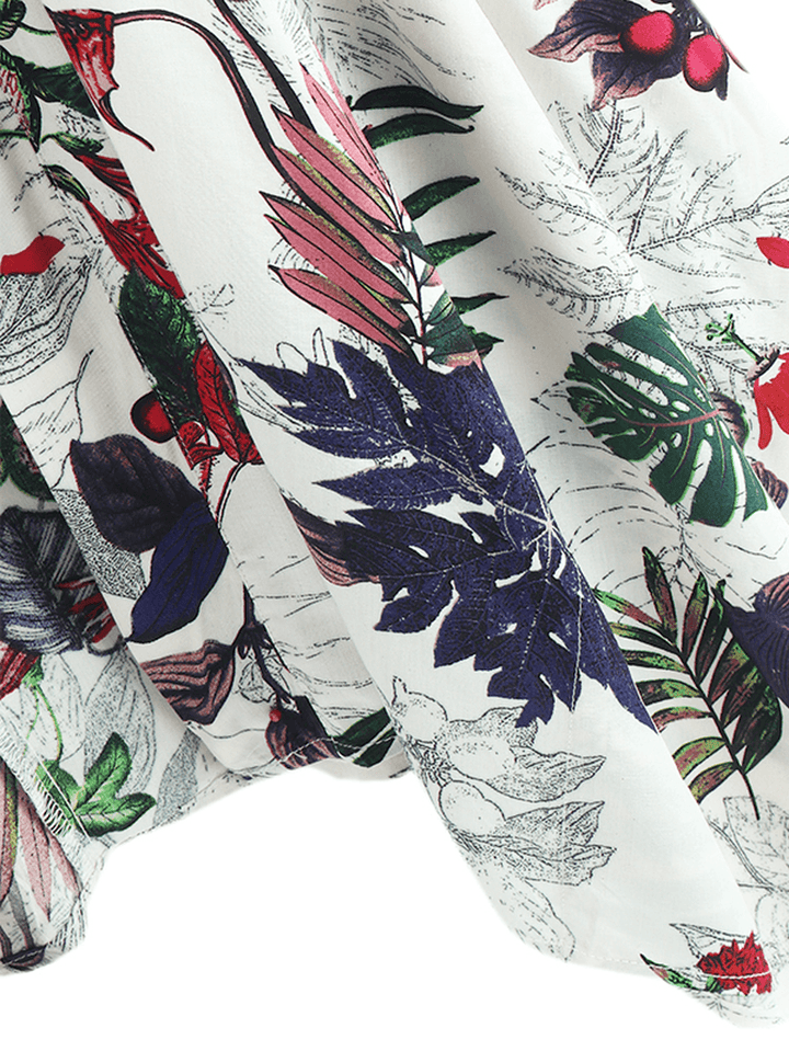 Women Summer Floral Print Loose Long Sleeve Irregular Hem Cardigans - MRSLM