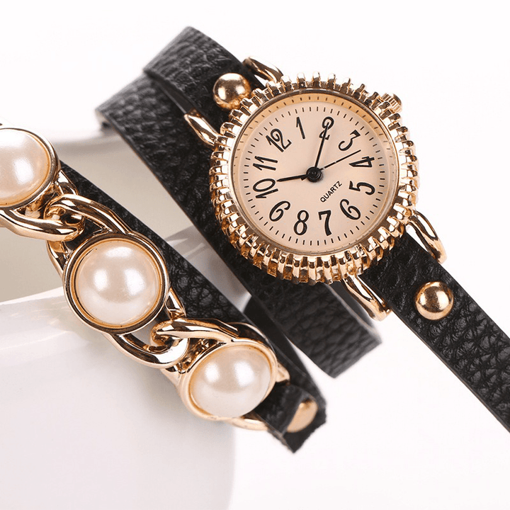 Fashion Three Pearl Women Watch Ladies Dress Watch Bracelet Quartz Watch - MRSLM