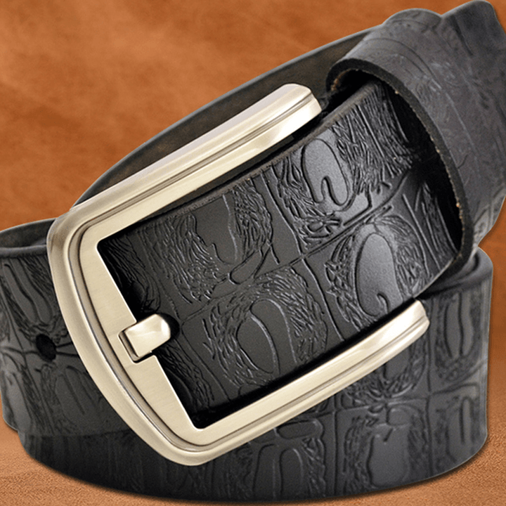 125CM Men Business Cow Leather Belt with Anti-Scratch Buckle - MRSLM