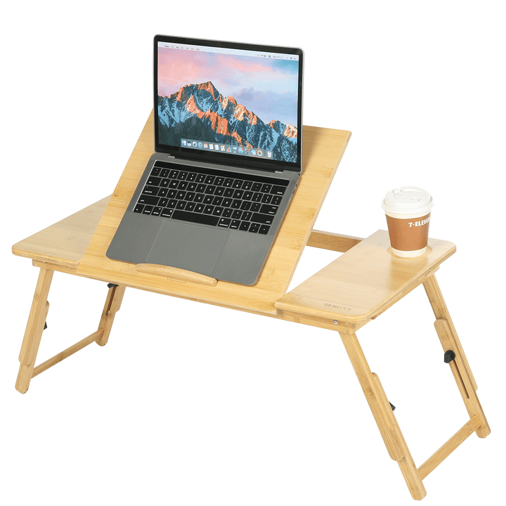 Foldable Laptop Desk Portable Height Adjustable Computer Stand Bamboo Tea Serving Tray Bed Dining Table Laptop Notebook Table - MRSLM