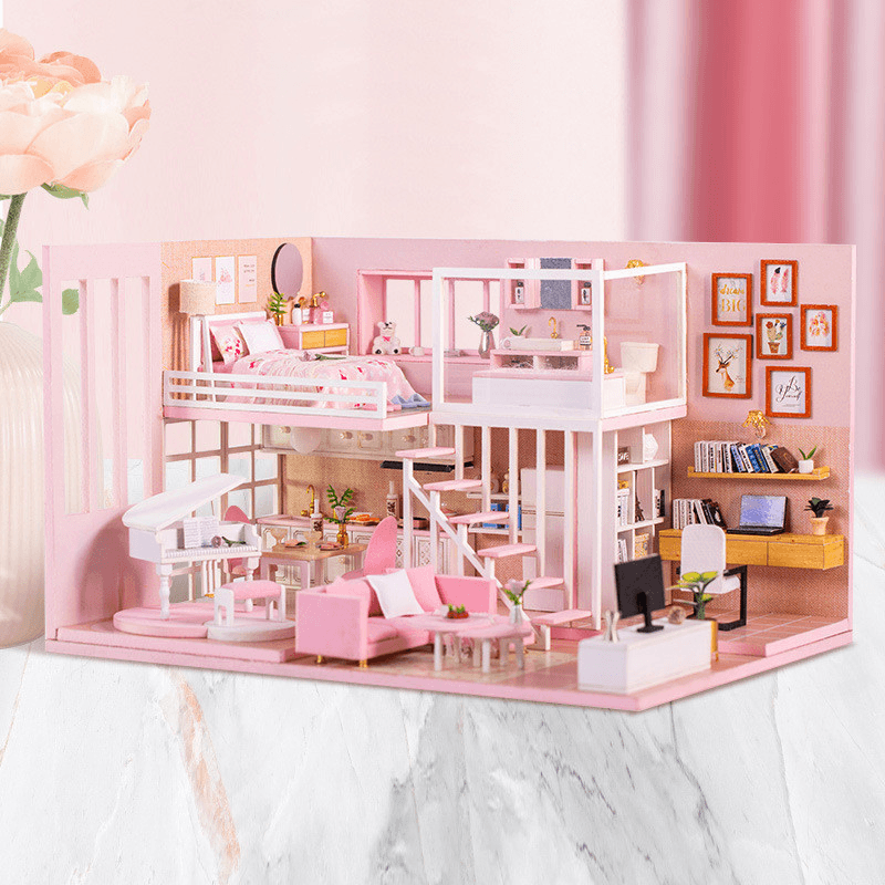Multi-Style 3D Wooden DIY Assembly Mini Doll House Miniature with Furniture Educational Toys for Kids Gift - MRSLM