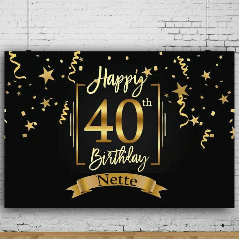 30/40/50Th Happy Birthday Black Photography Backdrop Gold Photo Background Props Party Decoration - MRSLM
