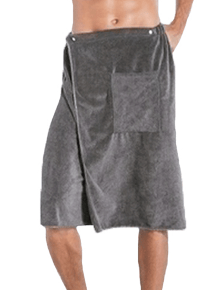 Mens Bathtub Skirt Soft Comfortable Absorbent Beach Towel Sleepwear - MRSLM