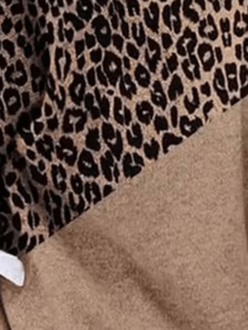 Women Leopard Print Patchwork round Neck Long Sleeve Pullover Casual Sweaters - MRSLM