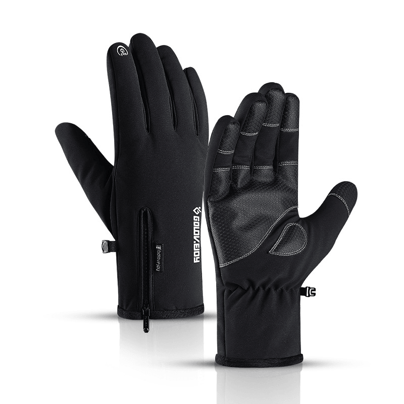 New Outdoor Waterproof Gloves Quarter Zipper Touch Screen Men and Women Riding Warm Sports Hiking Skiing plus Thickening - MRSLM