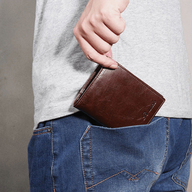 Men Genuine Leather RFID anti Theft 15 Card Slots Bifold Wallet Purse - MRSLM
