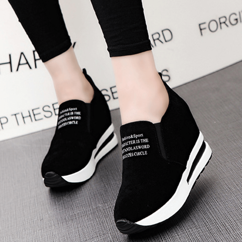 Women Casual Shoes Thick Bottom Hidden Heel Sneakers - MRSLM