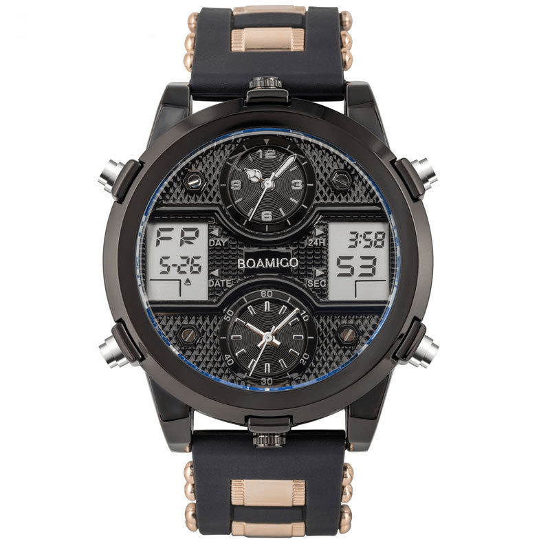 BOAMIGO F931 Fashion Men Digital Watch Luminous Date Display Creative Dial Waterproof Dual Display Watch - MRSLM