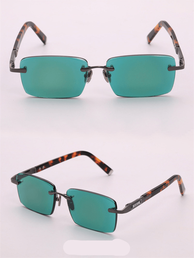 Lucky Dark Green Frameless Trimmed Sunglasses - MRSLM