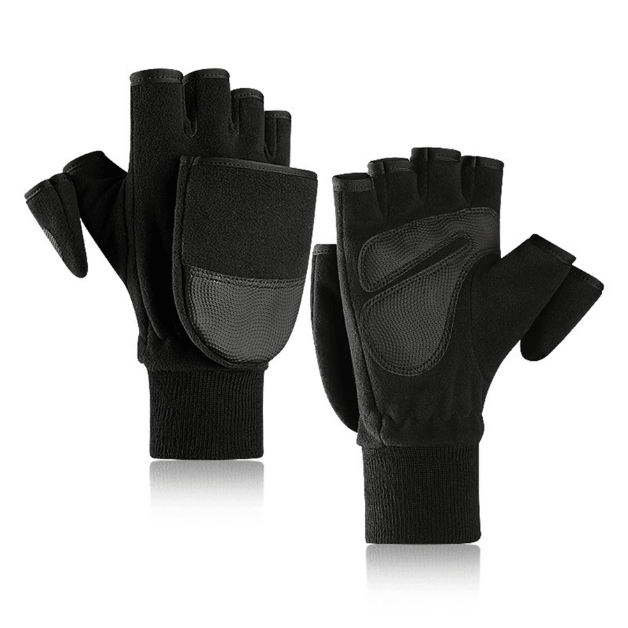 New Season Fleece Warm Gloves Men'S Flip Bag Refers to plus Thick Outdoor Loupe Finger Touch Screen - MRSLM