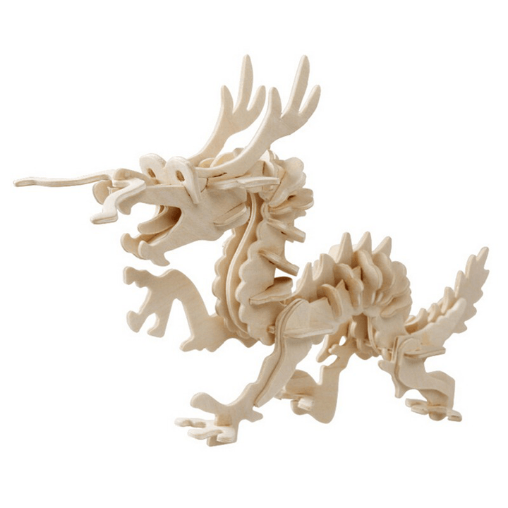 Wooden 3D Puzzle Jigsaw Dragon Snake Animal Shaped Puzzles Toy Kid'S Child'S Educational Toys Gift - MRSLM