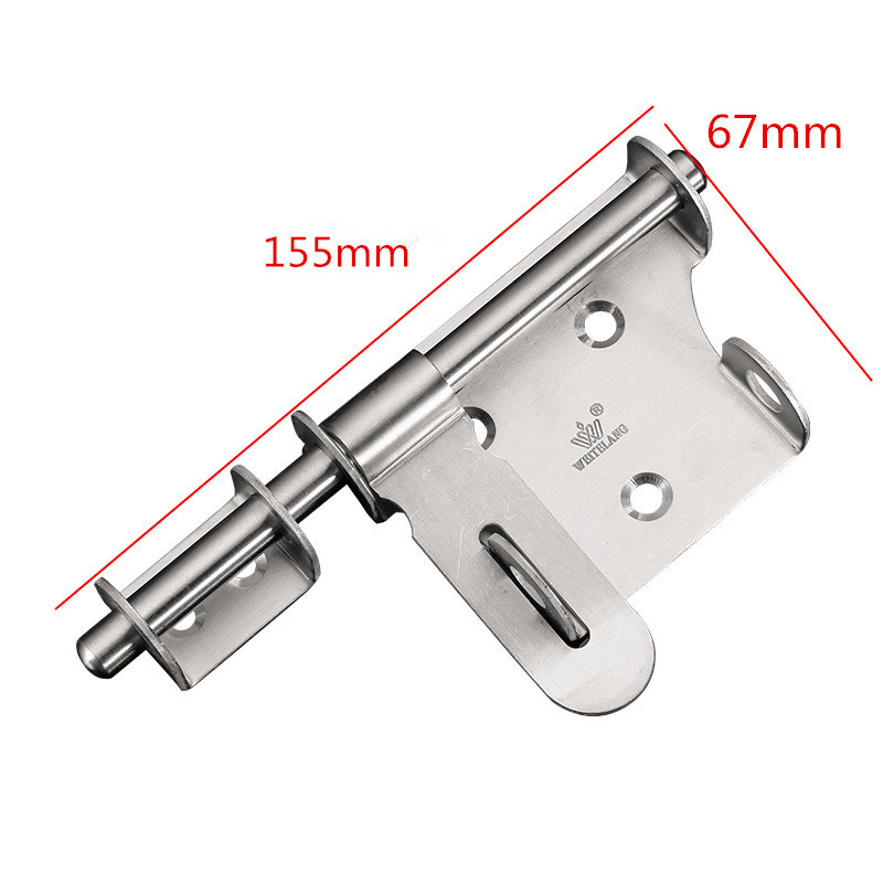 Stainless Steel Left and Right Latches Sliding Lock Security Door Latch with Screws - MRSLM