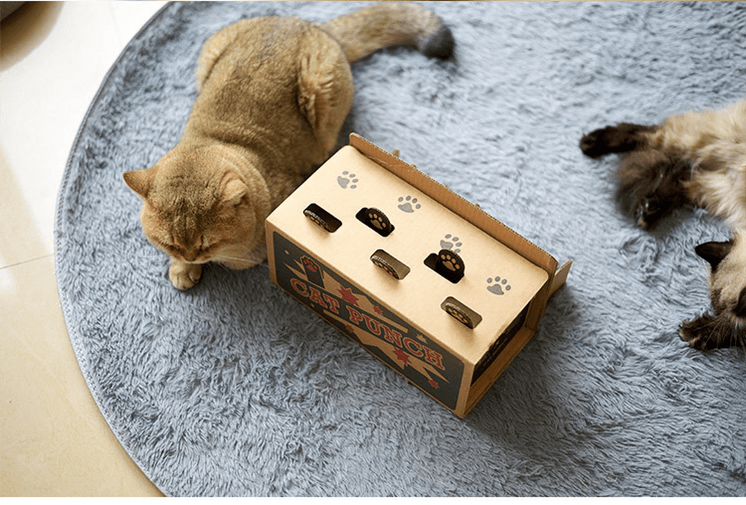 Cat Punch Scratch Toy Supplies Interactive Mole Mice Game Toy DIY Mouse Pop up Puzzle for Cats Treat Exercise Training Cat Toys - MRSLM