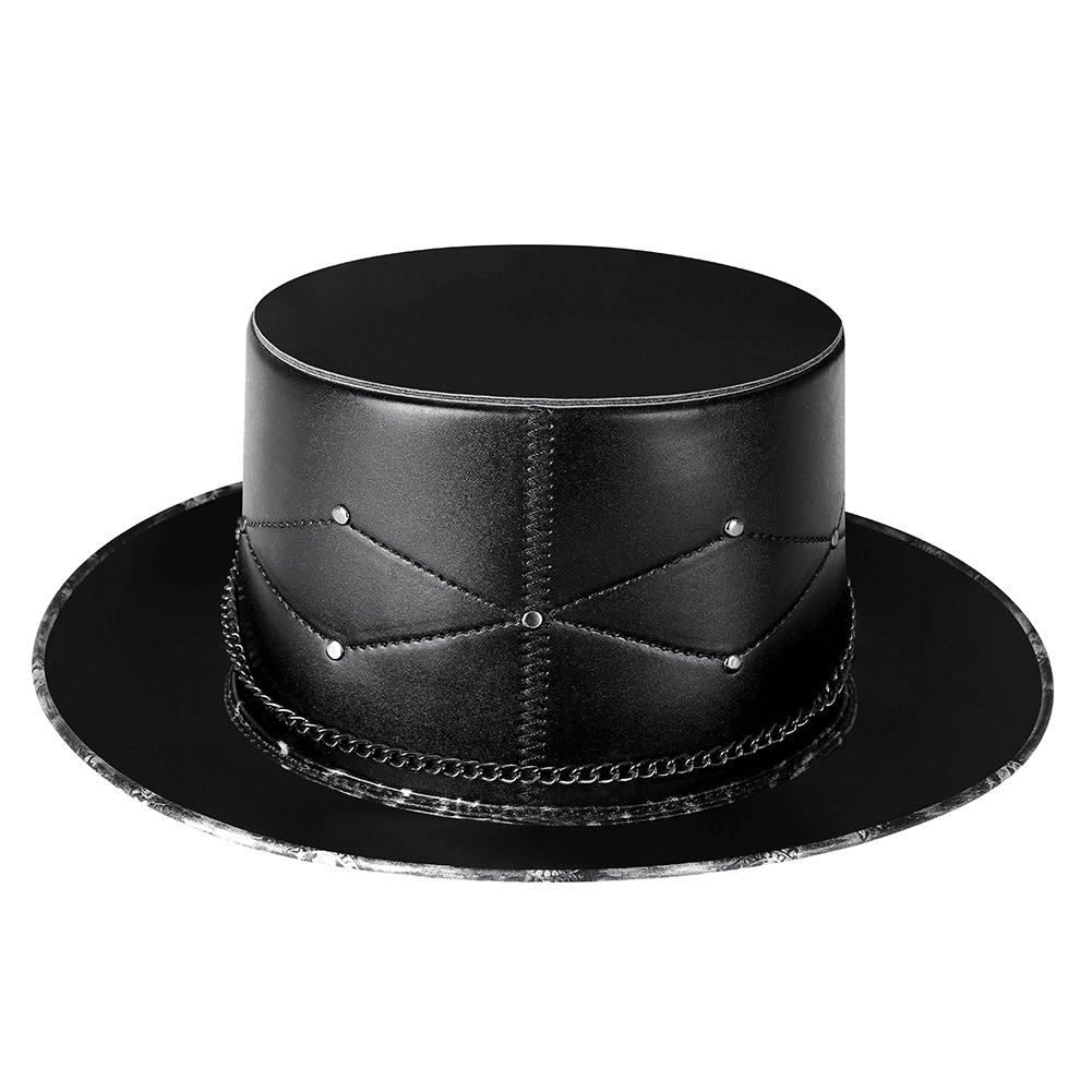 Doctor PU Leather Magic Skull Black Top Hat Female Photo Props - MRSLM