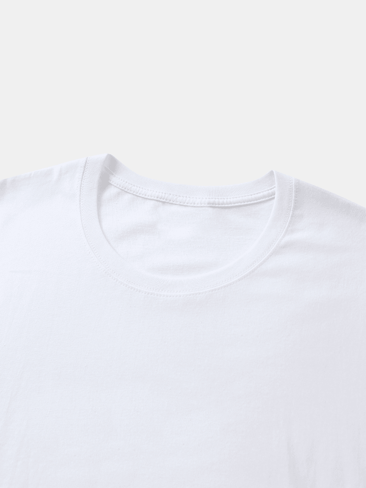 Mens 100% Cotton Character Pattern Print Crew Neck Short Sleeve T-Shirts - MRSLM