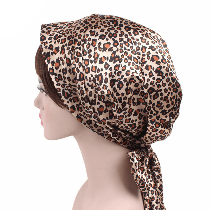 Satin Print Ribbon Bow Turban Hat - MRSLM