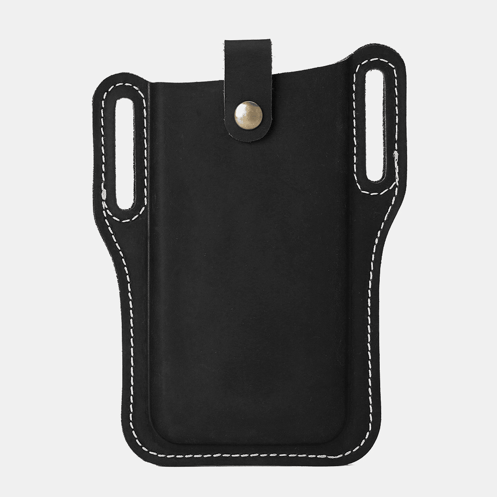 Men Genuine Leather Vintage 6.3 Inch Phone Bag Waist Bag Pouch Leather Belt Bag Purse - MRSLM