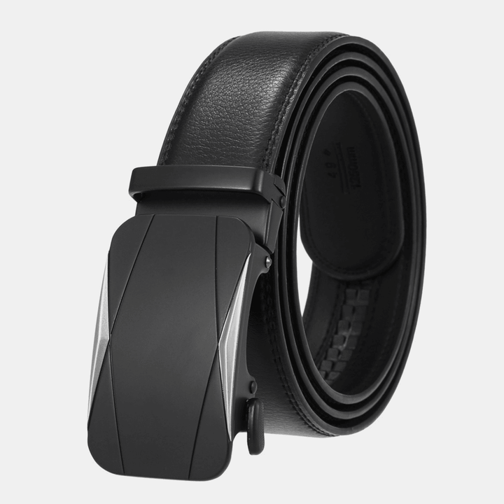 Men Genuine Leather Solid Color Cowhide Automatic Buckle Wild Business Casual Jeans Suits Belt - MRSLM