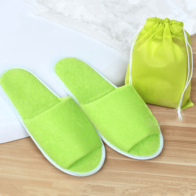 Travel Disposable Slippers Folding Guest Shoes Accessories Business Trip Supplies with Bag - MRSLM