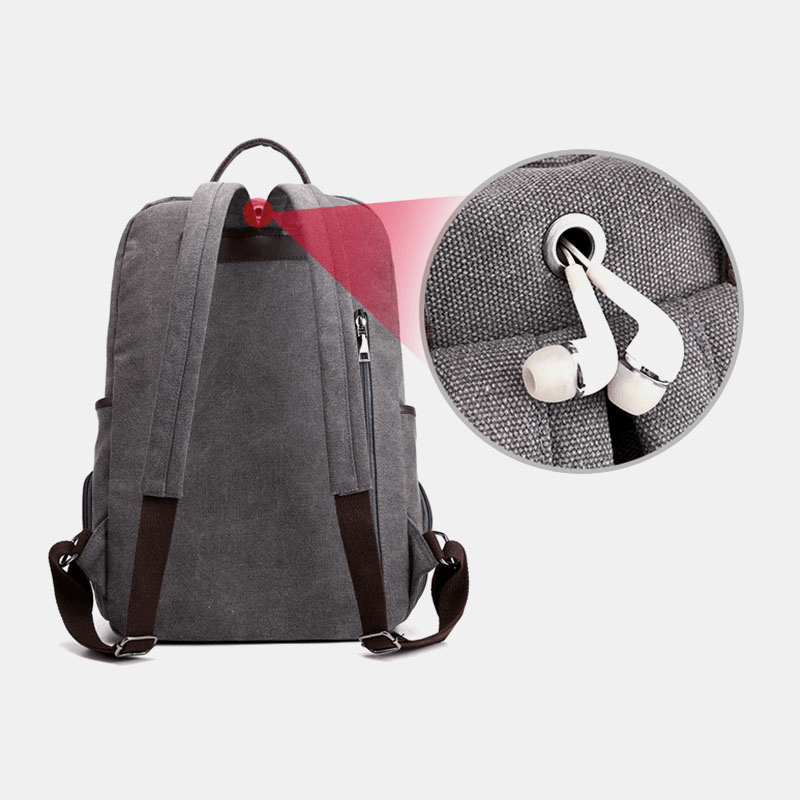 Men Canvas Fold Large Capacity Casual Travel 14 Inch Laptop Bag Travel Bag School Bag Backpack - MRSLM