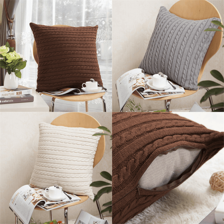 Knit Fiber Pillows Throw Pillow Case Sofa Waist Cushion Cover Home Decorative - MRSLM