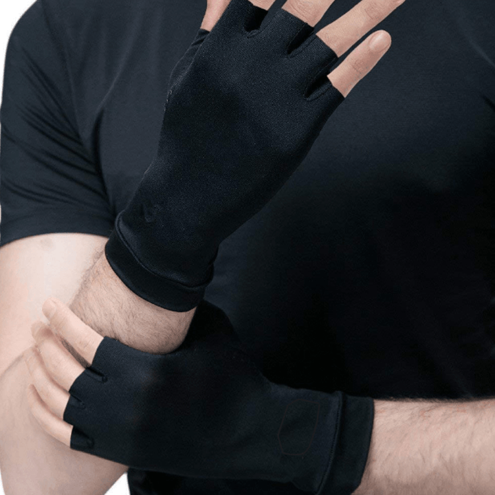 1 Pair Half Finger Gloves anti Arthritis Copper Pain Relief Glove Hand Protection Training Protector - MRSLM