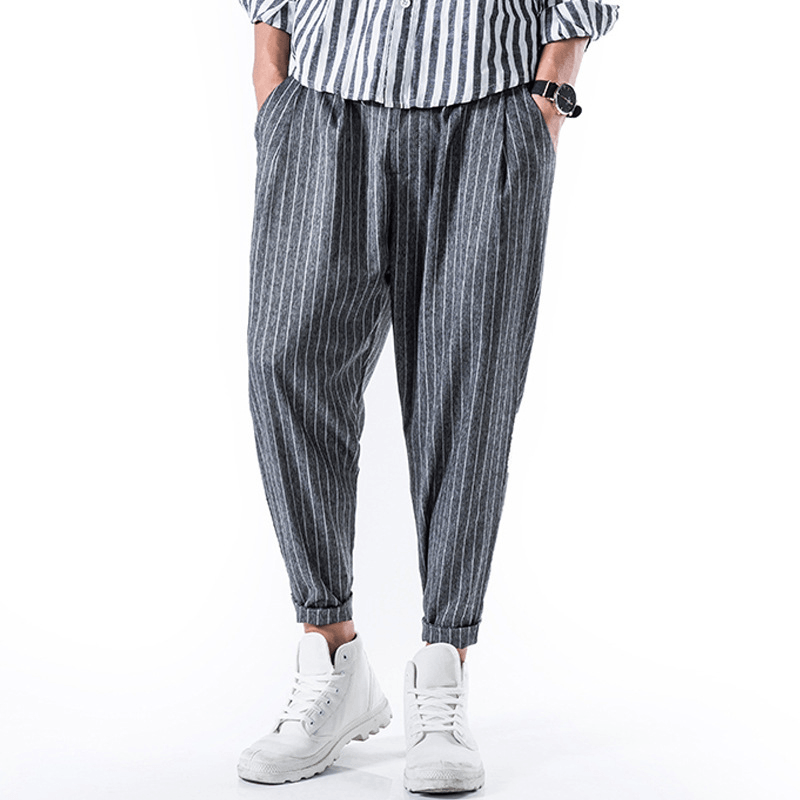 Striped Printed Cotton Harem Pants - MRSLM