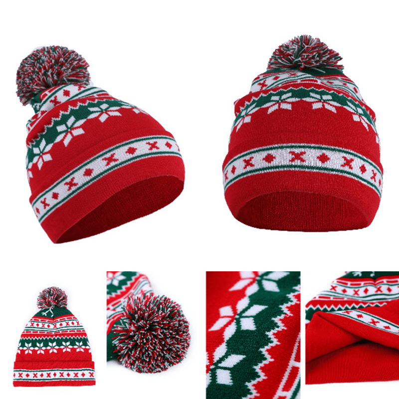 Men Women Vintage Santa Christmas Knit Hat Outdoor Windproof Earmuffs Gift Beanie Cap - MRSLM