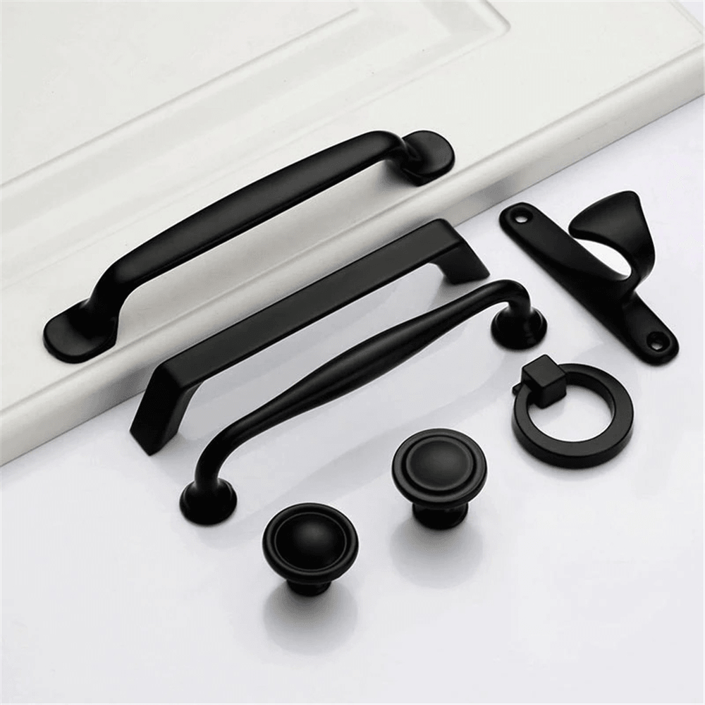 Aluminum Alloy Black Handles for Furniture Cabinet Knobs and Handles Kitchen Handles Drawer Knobs Cabinet Pulls Cupboard Handles Knobs - MRSLM